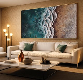 Cuadro abstracto mar en relieve – Arte texturizado