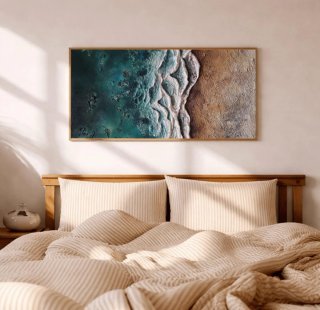 Cuadro abstracto mar en relieve – Arte texturizado