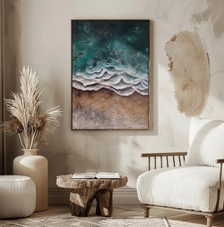 Cuadro abstracto mar en relieve – Arte texturizado