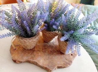 3 Plantas Artificiales Lavanda yute
