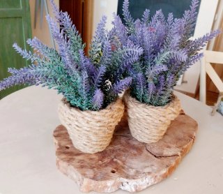 3 Plantas Artificiales Lavanda yute