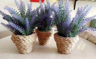 3 Plantas Artificiales Lavanda yute