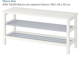 Banco blanco ikea con dos baldas de acero como nue