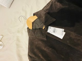 Cazadora Mango Piel Ante Marrón