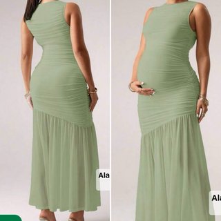 Vestido largo verde premamá