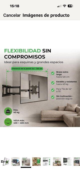 Soporte pared giratorio para TV 60 pulpulgada,