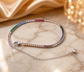 Bracciale Tennis Argento 925 Rainbow Zircon