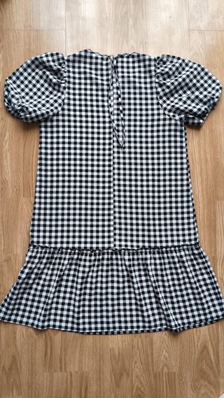 Vestido H&M Vichy Negro Blanco Talla XS