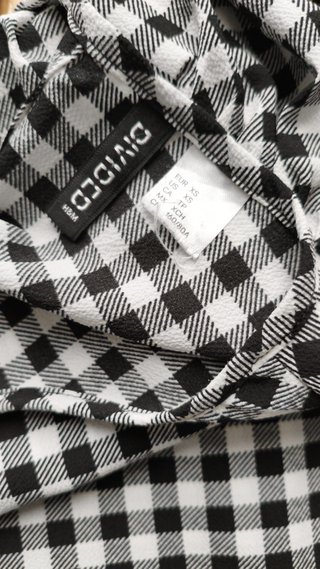 Vestido H&M Vichy Negro Blanco Talla XS