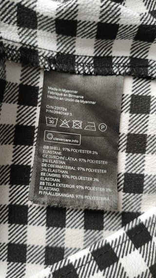 Vestido H&M Vichy Negro Blanco Talla XS