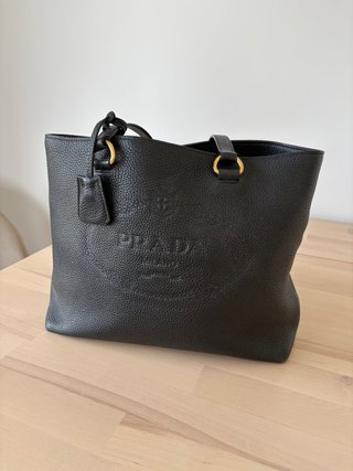 Bolso Tote Piel Negra Prada Original