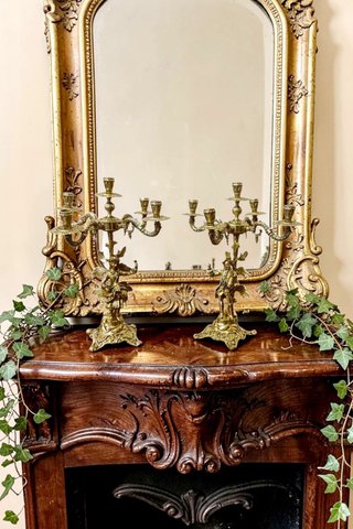 Coppia candelabri (girandoles) bronzo 5 fiamme