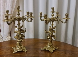 Coppia candelabri (girandoles) bronzo 5 fiamme