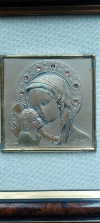 Icono Virgen con el Niño en plata de ley 925