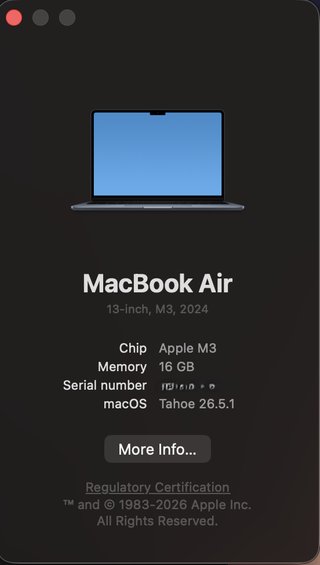 MacBook Air M3 16GB/512GB Azul Medianoche