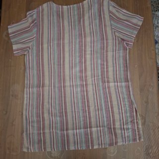 Blusa donna righe beige e rosa