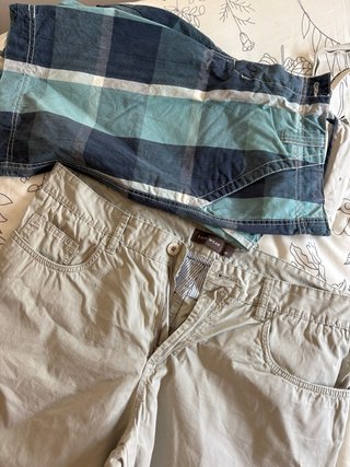 Pantalones cortos de cuadros y beige