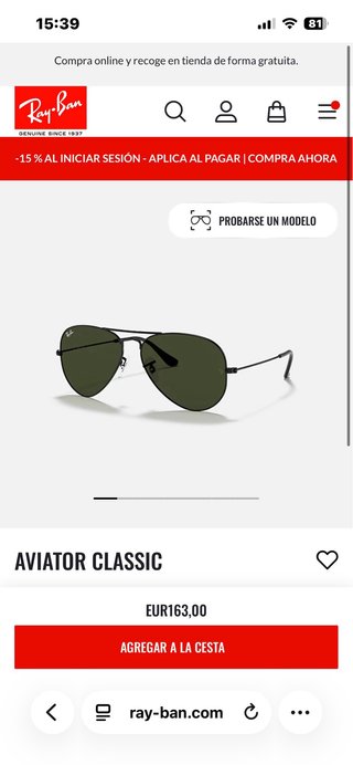 Gafas de sol Ray-Ban Aviator Negras