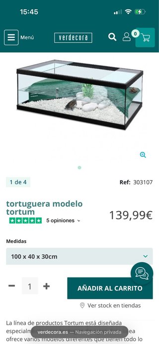 Terrario Tortuguero 105x40x30 cm Tortuga Mascota