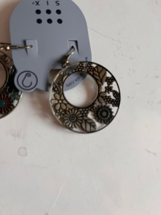 Pendientes Aro Cobre Flores Diametro 4 cms