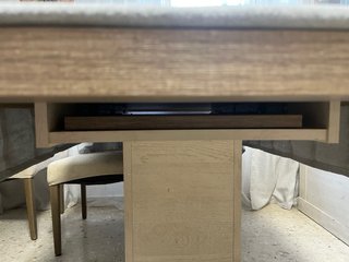 Mesa comedor extensible madera + cristal protector