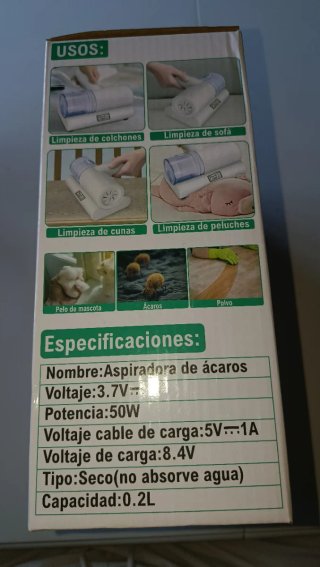 Aspiradora Ácaros Recargable Filtro HEPA UV