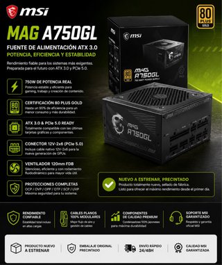 Fuente de Alimentación MSI MAG A750GL 750W 80 Gold