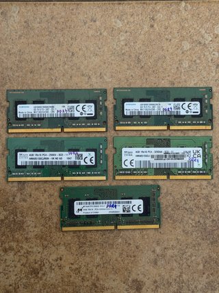 Lote 5 Memorias RAM DDR4 4GB Portátil