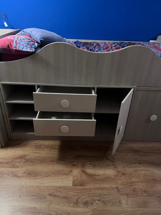 Cama juvenil 90cm con escaleras y cajones