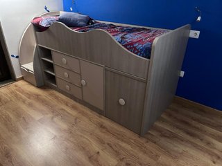 Cama juvenil 90cm con escaleras y cajones