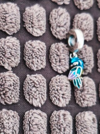Charm de Plata Loro Azul