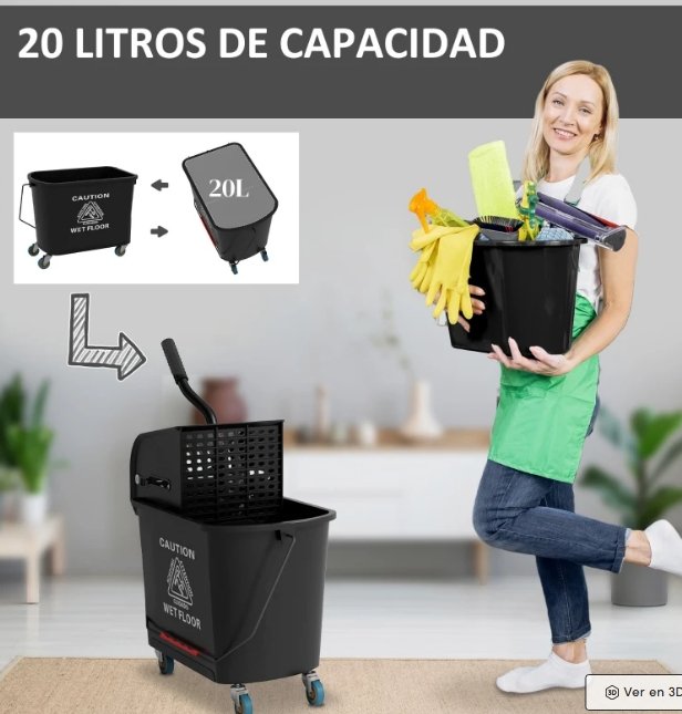 Cubo Fregar 20L con Ruedas y Escurridor