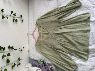 Blusa verde mujer manga larga
