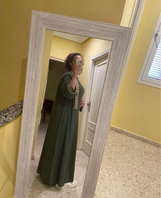 Conjunto Abaya Tirantes + Kimono Verde