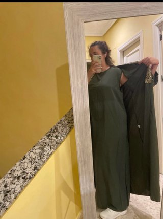 Conjunto Abaya Tirantes + Kimono Verde