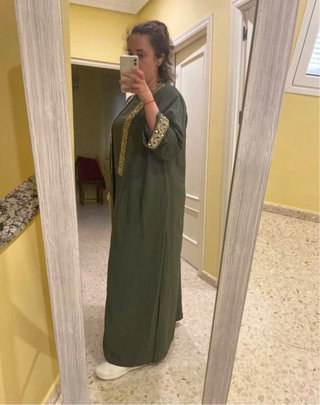 Conjunto Abaya Tirantes + Kimono Verde
