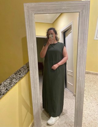 Conjunto Abaya Tirantes + Kimono Verde