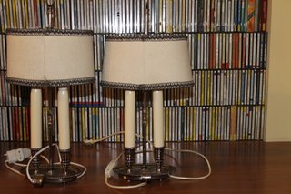 Conjunto 2 Lámparas Mesa Tela y Metal
