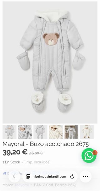 Buzo acolchado bebé gris Mayoral