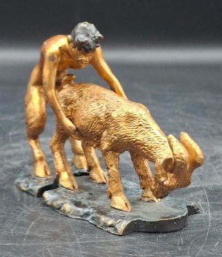 Escultura Bronce Fauno y Cabra firmada.