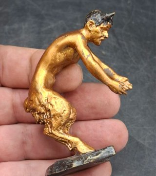 Escultura Bronce Fauno y Cabra firmada.