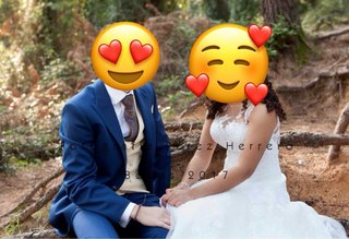 Chaqué Novio Azul y Chaleco Amarillo-Beige