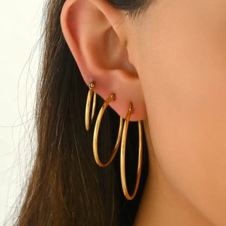 Set 6 Pendientes Aro Baño Oro Acero Inoxidable