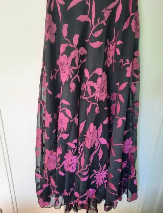 Vestido Fiesta Largo Fucsia y Negro