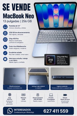 MacBook Neo 13 256GB Azul Medianoche