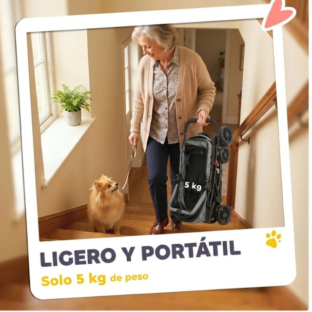 Cochecito Perro 4 Ruedas Plegable