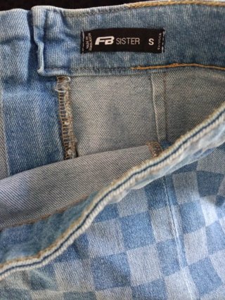 Minifalda vaquera FBSister cuadros mujer Talla S