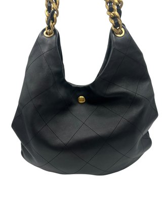 Bolso Chanel Hobo Negro Piel Dorada