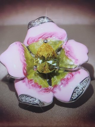 Anello fiore vintage smaltato argento sterling