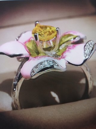 Anello fiore vintage smaltato argento sterling